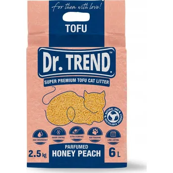Podestýlka pro kočku DR. TREND PREMIUM STELIVO TOFU hrudkující S VŮNÍ MEDOVÉ BROSKVE 6 L