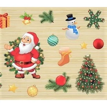 Obraz UBRUS CEROVÝ SILNÝ NA METR KRÉMOVÝ VZORY VÁNOČNÍ MIKULÁŠ