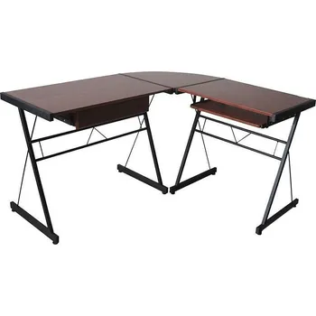 Psací stůl ve tvaru L - tmavohnědý