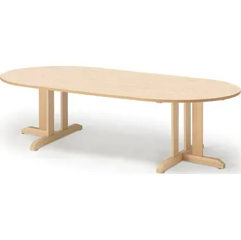 Jídelní stůl Stůl KUPOL, 2000x800x500 mm, oválný, akustické linoleum, bříza/béžová