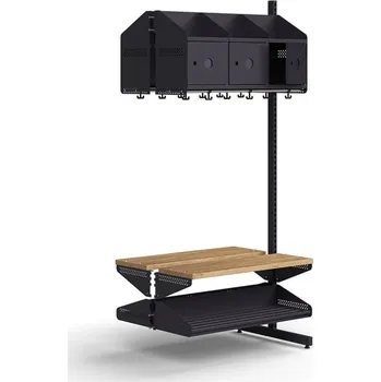 Věšák Šatní stěna ENTRY, přídavná sekce, 6 kovových dvířek s přípravou pro označení, 1800x900x600 mm, antr