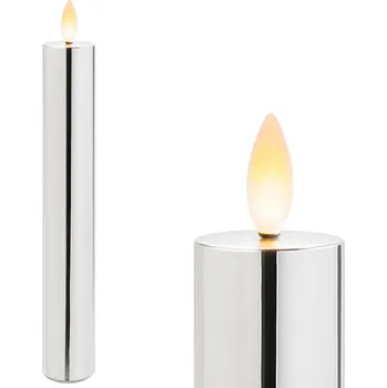 Svíčka Skleněná svíčka Stříbrná Led dekorace Pilířová 29 Cm x 5 cm x 5 cm