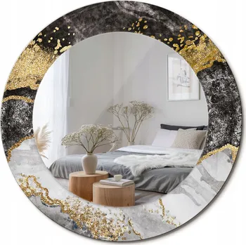Zrcadlo Kulaté nástěnné dekorativní zrcadlo v skleněném rámu Mramor loft průměr 50 cm