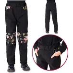 Esito (ušito v ČR) Dívčí softshellové kalhoty Esito s fleecem DUO spring květy
