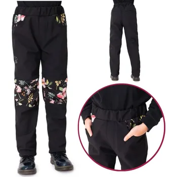 Dívčí kalhoty Esito (ušito v ČR) Dívčí softshellové kalhoty Esito s fleecem DUO spring květy