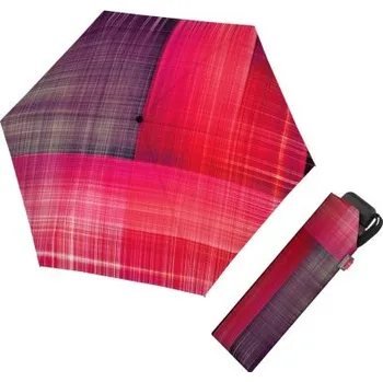 Deštník Doppler Carbonsteel Mini Slim Noble Check Pink - dámský skládací deštník