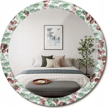Zrcadlo Kulaté nástěnné dekorativní zrcadlo ve skleněném rámu Eukalyptus, průměr 90 cm
