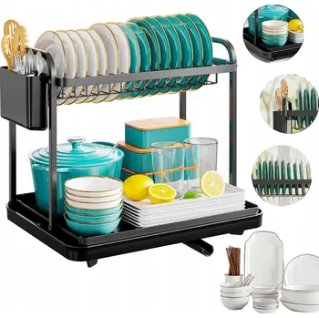 Odkapávač na nádobí ODKAPÁVAČ NA NÁDOBÍ DVOUÚROVŇOVÝ S ODKAPEM NA KUCHYŇSKOU LINKU