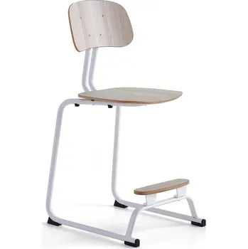 Jídelní židle Školní židle YNGVE, ližinová podnož, výška 610 mm, bílá/jasan