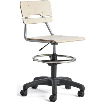 Otočná židle LEGERE, velký sedák, s kolečky, nastavitelná výška 530-720 mm, bříza