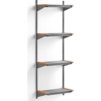 Věšák Regál na boty JEPPE, 4 police, 1790x600x300 mm, dub/stříbrná