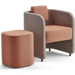 Nábytková sestava COMFY, křeslo a taburet, vlněný potah, stříbrnošedá/lososově růžová
