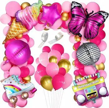 Balónek ZGCXRTO Sada 125 Růžových Balónků – Girlanda, Fóliové a Latexové Balónky