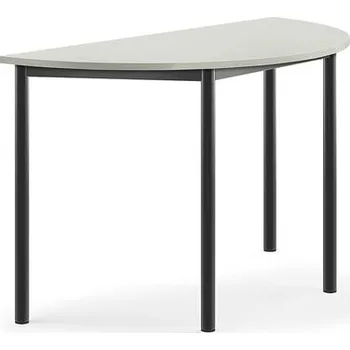 Jídelní stůl Stůl SONITUS, půlkruh, 1200x600x720 mm, antracitově šedé nohy, HPL deska tlumící hluk, šedá