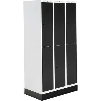 Šatní skříň Šatní skříňka ROZ, 3 sekce, 6 boxů, se soklem, 1890x900x550 mm, černá