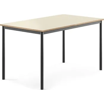 Jídelní stůl Stůl SONITUS, 1400x800x760 mm, antracitově šedé nohy, HPL deska tlumící hluk, bříza