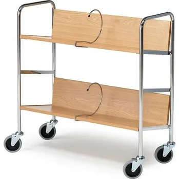 Vozík na šanony, bez vrchní police, dub/chrom, V 840 x Š 800 x H 340 mm