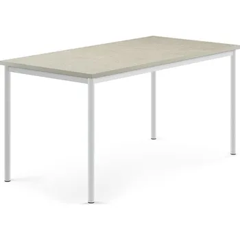 Jídelní stůl Stůl SONITUS, 1600x800x760 mm, bílé nohy, deska s linoleem, šedá