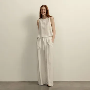 Dámské kalhoty Reserved - Kalhoty s příměsí lnu - bílá - YT972-00X - YT972-00X-XL