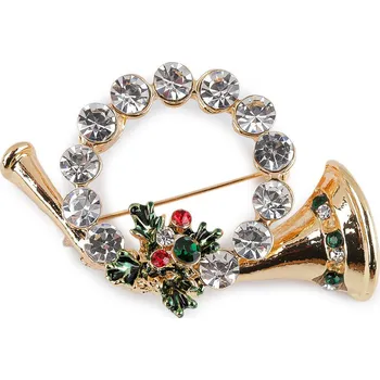 Brož Galanterie Vánoční brož - věneček Zlatá