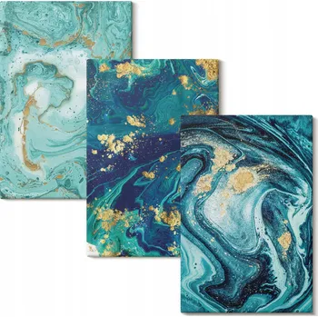 Obraz Sada obrazů do obýváku Tyrkysová abstrakce, 3x 20x30 cm