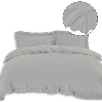 Povlečení POVLEČENÍ S VOLÁNKEM 160x200 dva povlaky na polštáře 70x80 JEMNOST A ŠARM ŠEDÉ