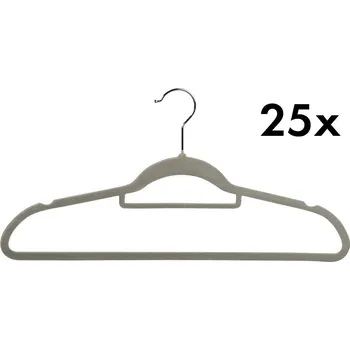 Šňůra na prádlo KESPER Šatní ramínka 25 ks, plast / velvet, šedá KESPER 16644