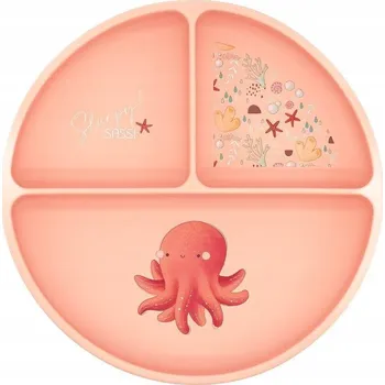 dětská jídelní sada Talířek SASSI růžový silikonový