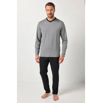 Pánské pyžamo JP1880, Plus size Pyžamo JP1880, domácí oblečení, dvojdílné, kontrastní detaily, do 8XL pro plnoštíhlé nadměrná velikost, 843015100-1456, černý, 7XL, Plus size oblečení, Oblečení pro vysoké muže, Nadměrné velikosti, Oblečení pro plnoštíhlé.