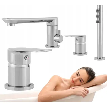 Vodovodní baterie Dvoukohoutková vanová a sprchová baterie na okraj vany Silla Premium, stříbrná