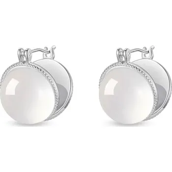 Náušnice JAY Moderní náušnice Xue - mléčný chalcedon JAY-9193-ZS56141 Stříbrná