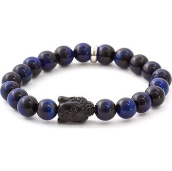 Náramek AGATO Minerální korálkový náramek z tygřího oka MINK116 Velikost: 19 cm