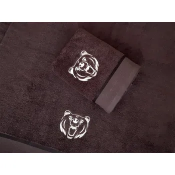 Osuška pro myslivce SLEEP WELL hnědá 70x140 Medvěd