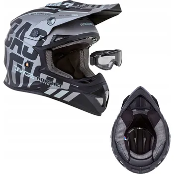 Helma na motorku Motocyklová Přilba Cross Quad Cassida s uhlíkovým filtrem + Brýle Černo-Šedá XL