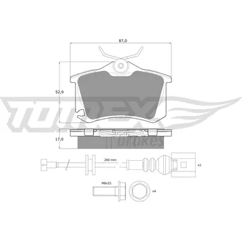 Brzdová destička Sada brzdových destiček, kotoučová brzda TOMEX Brakes TX 16-15