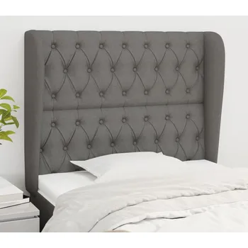 Čelo postele typu ušák tmavě šedé 103x23x118/128 cm textil IM_3118283