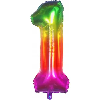 Balónek Fóliový balónek Číslice 1 duhový, 100 cm (40 palců)