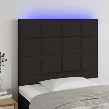 Čelo postele s LED černé 80x5x118/128 cm textil IM_3122400