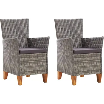 Zahradní židle s poduškami 2 ks polyratan šedé IM_46003