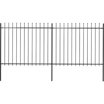 Plot Zahradní plot s kopím nahoře ocelový 359 x 150 cm černý IM_277630