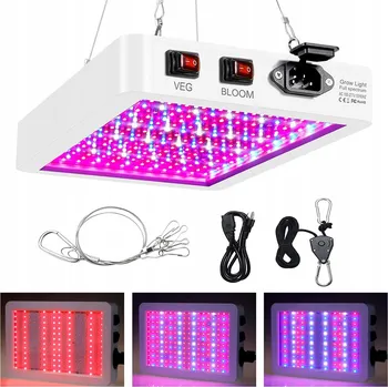 Osvětlení pro růst rostliny ZÁVĚSNÁ LAMPA PRO RŮST ROSTLIN UV PĚSTOVÁNÍ ROSTLIN PANEL S LANKY 216 LED 24W