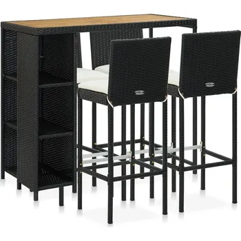 5dílný zahradní barový set s poduškami polyratan černý IM_3064920