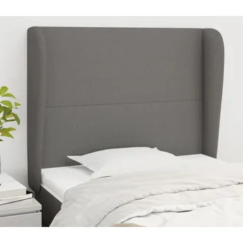 Čelo postele typu ušák tmavě šedé 93x23x118/128 cm textil IM_3117659