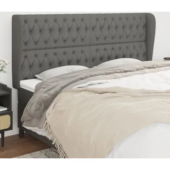 Čelo postele typu ušák tmavě šedé 183x23x118/128 cm textil IM_3118307