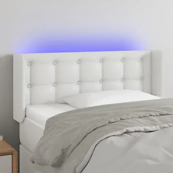 Čelo postele s LED bílé 93 x 16 x 78/88 cm umělá kůže IM_3123315