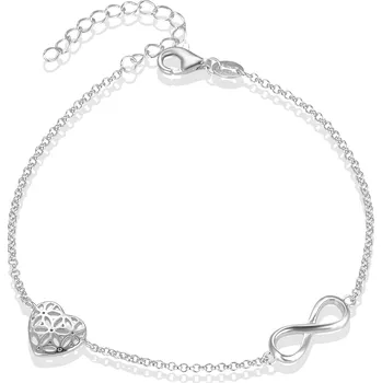 Náramek AGATO Stříbrný náramek s nekonečnem a srdcem AGB634/21