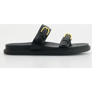 Dámské žabky Reserved - Kožené žabky se sponami - černý - 353CR-99X - 353CR-99X-38