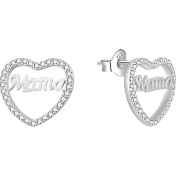 Náušnice AGATO Srdíčkové náušnice s nápisem Mama AGT-E039PW