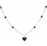 AGATO Růžově pozlacený stříbrný náhrdelník se srdíčkem a černými zirkony AGS1583/47-BK-ROSE