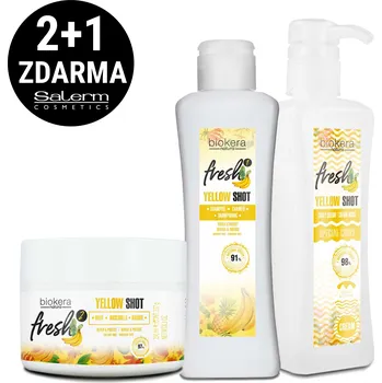 Kosmetická sada Akce 2+1 Zdarma! Salerm Biokera Yellow Shot kosmetická sada pro vlnité vlasy (+ dárek Salerm Biokera Yellow Shot šampón pro poškozené vlasy 300 ml)